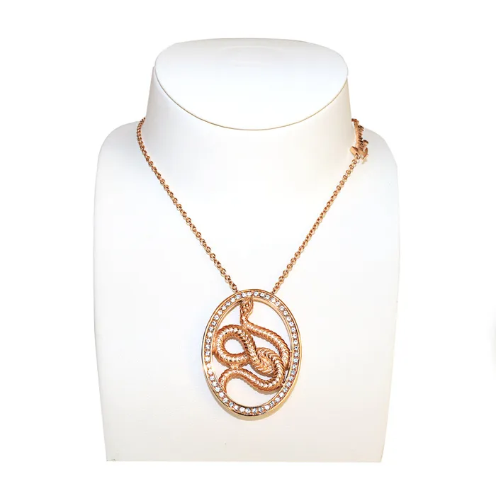 Necklaces Just Cavalli Just Cavalli Necklace Ip Rose Gold Chain With Oval Shape Snake Pendant Necklaces Just Cavalli Just Cavalli Necklace Ip Rose Gold Chain With Oval Shape Snake Pendant