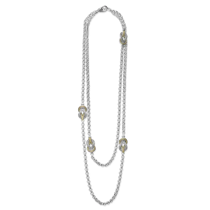 Necklaces LAGOS Newport Four Station TwoTone Knot Necklace Necklaces LAGOS Newport Four Station TwoTone Knot Necklace