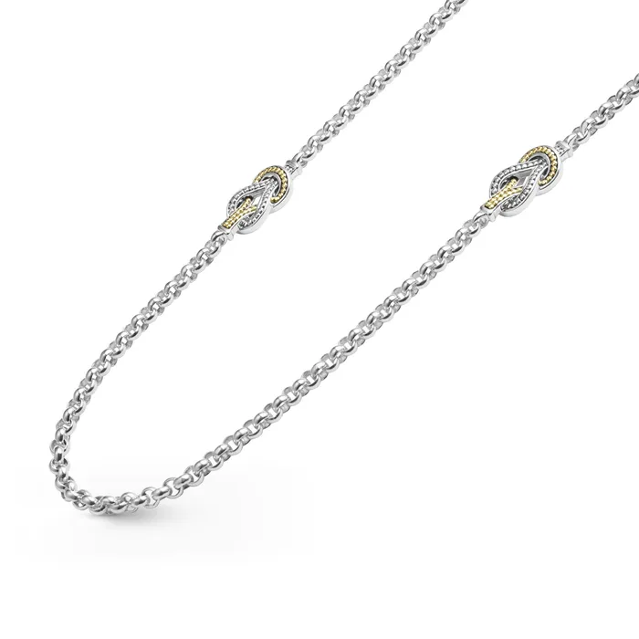 Necklaces LAGOS Newport Four Station TwoTone Knot Necklace Necklaces LAGOS Newport Four Station TwoTone Knot Necklace