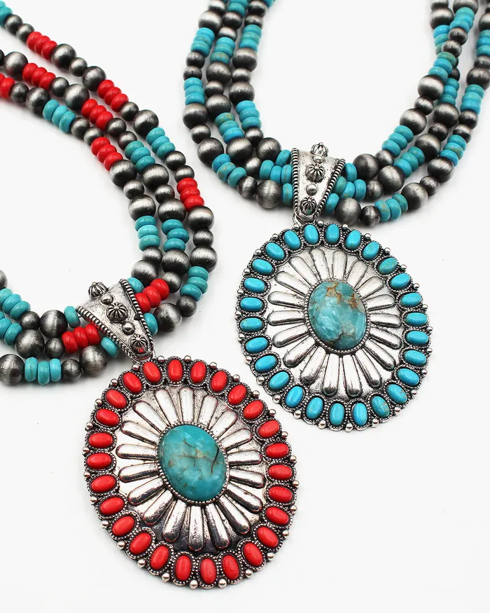 Necklaces UPDATED092024 Oval Pendant Multiple Layered Necklace Set