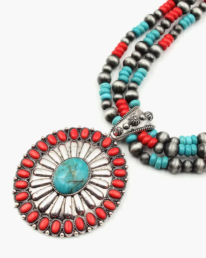 Necklaces UPDATED092024 Oval Pendant Multiple Layered Necklace Set Necklaces UPDATED092024 Oval Pendant Multiple Layered Necklace Set