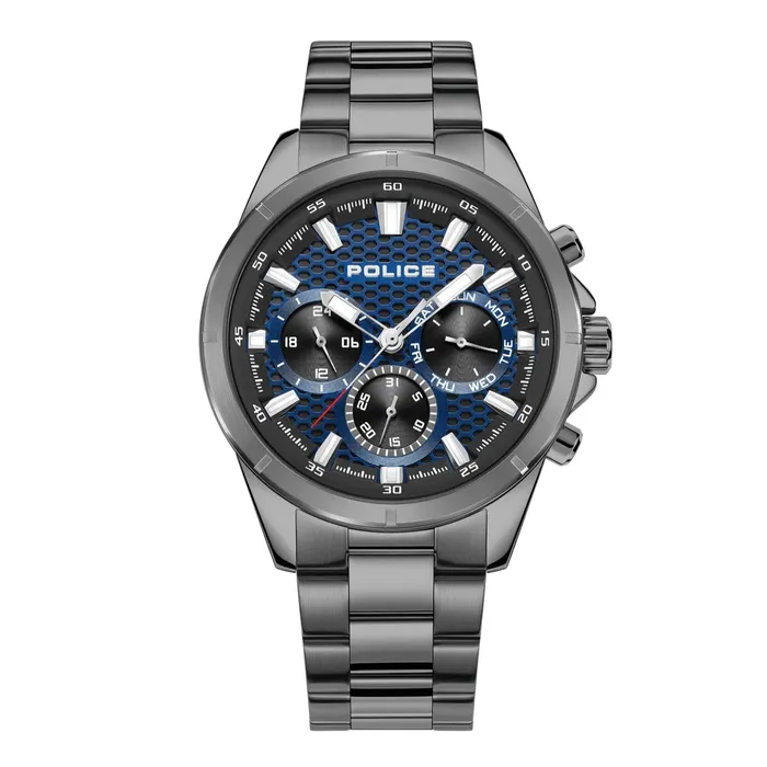 Police Bracelets Police Malawi Gents Black Blue Dial Gun Bracelet Watch
