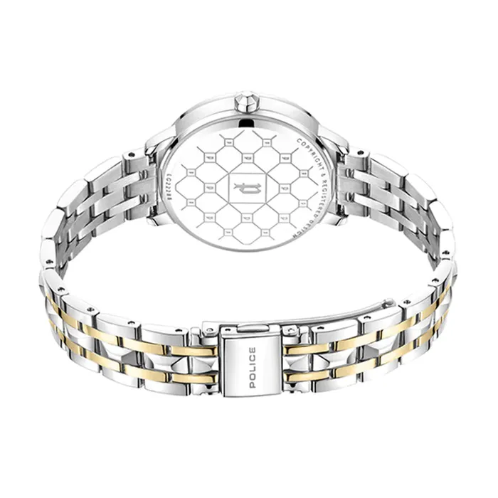 Police Bracelets Police Womens Stainless Steel Case Blue Dial Silver And Gold Bracelet Watch