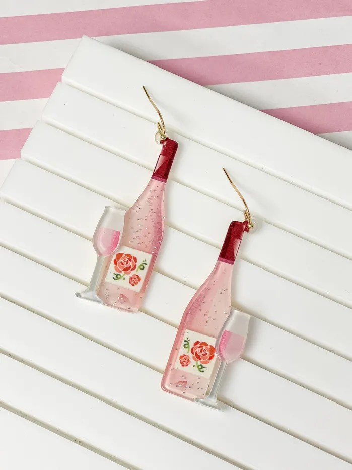 Prep Obsessed RNK Earrings Rose Wine Bottle Dangle Earrings Prep Obsessed RNK Earrings Rose Wine Bottle Dangle Earrings