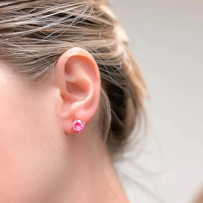 Round Iridescent Glass Crystal Stud Earrings Pink Prep Obsessed VP Earrings