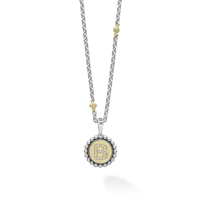 Signature Caviar B Initial Diamond Charm Necklace LAGOS Necklaces