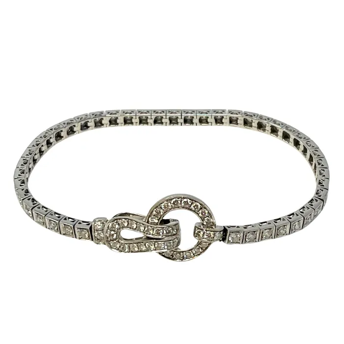 Simon G Bracelets Simon G 18K White Gold Diamond Buckle Bracelet