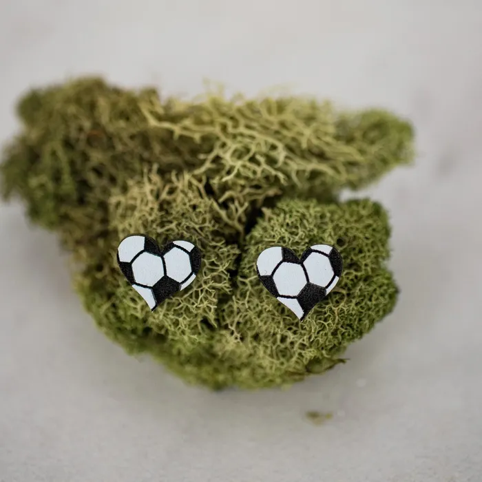 Soccer Heart Acrylic Stud Earrings Hello Happiness Earrings