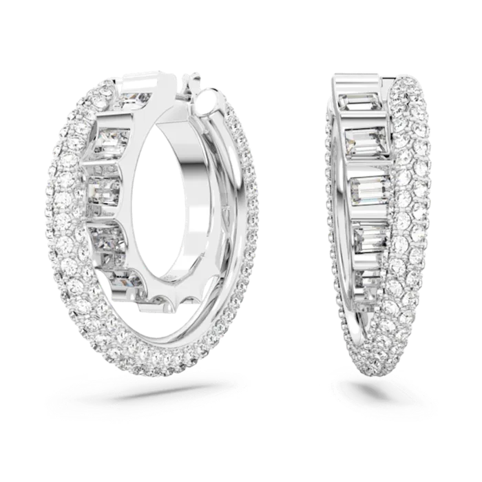 Swarovski Earrings Swarovski Rota Hoop Earrings Mixed cuts White Rhodium plated Swarovski Earrings Swarovski Rota Hoop Earrings Mixed cuts White Rhodium plated