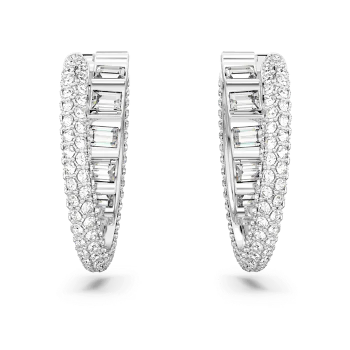 Swarovski Earrings Swarovski Rota Hoop Earrings Mixed cuts White Rhodium plated Swarovski Earrings Swarovski Rota Hoop Earrings Mixed cuts White Rhodium plated