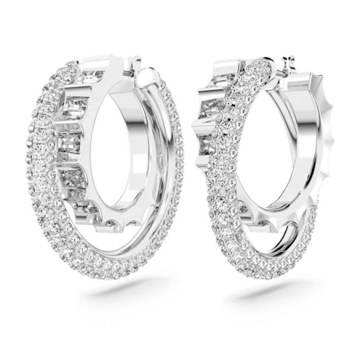 Swarovski Earrings Swarovski Rota Hoop Earrings Mixed cuts White Rhodium plated Swarovski Earrings Swarovski Rota Hoop Earrings Mixed cuts White Rhodium plated