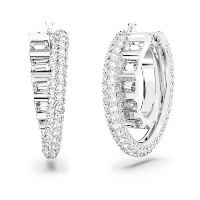 Swarovski Earrings Swarovski Rota Hoop Earrings Mixed cuts White Rhodium plated Swarovski Earrings Swarovski Rota Hoop Earrings Mixed cuts White Rhodium plated