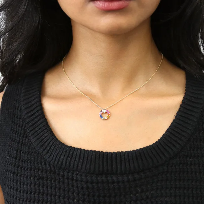 Wreath CZ Necklace in Gold Flashed Sterling Silver BERRICLE Necklaces