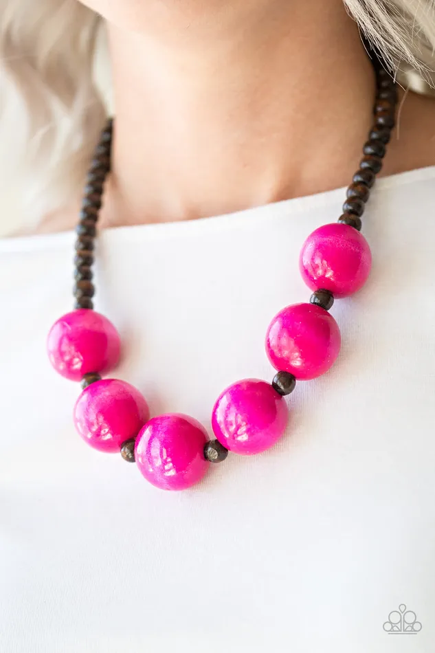 All Eyes On U Jewelry Paparazzi Accessories Necklaces Oh My Miami Pink Wooden Paparazzi Necklace