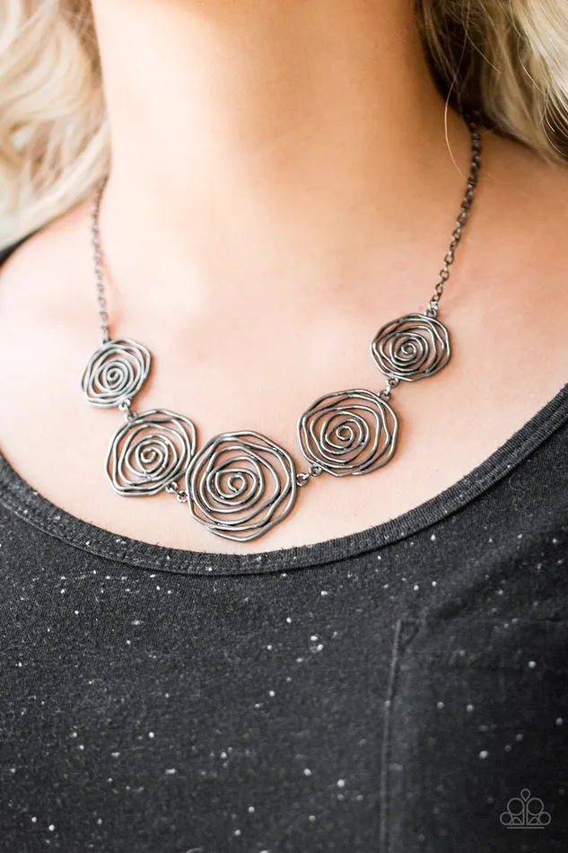 All Eyes On U Jewelry Paparazzi Accessories Necklaces Rosy Rosette Black Paparazzi Necklace