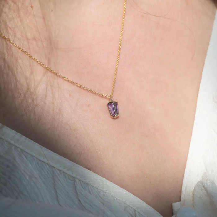 ARTEMER Dainty Lilac Sapphire Lantern Pendant in Solid Gold Necklaces