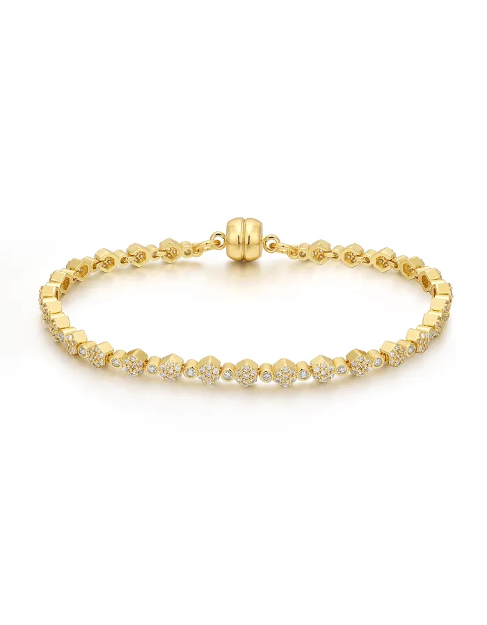 Bracelets Hex Pave Disc Bracelet Gold Luv Aj