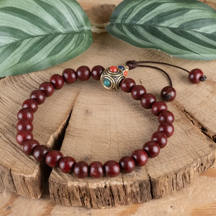 Bracelets InnerVision Crystals Rosewood 7mm with Guru Bead Bracelet