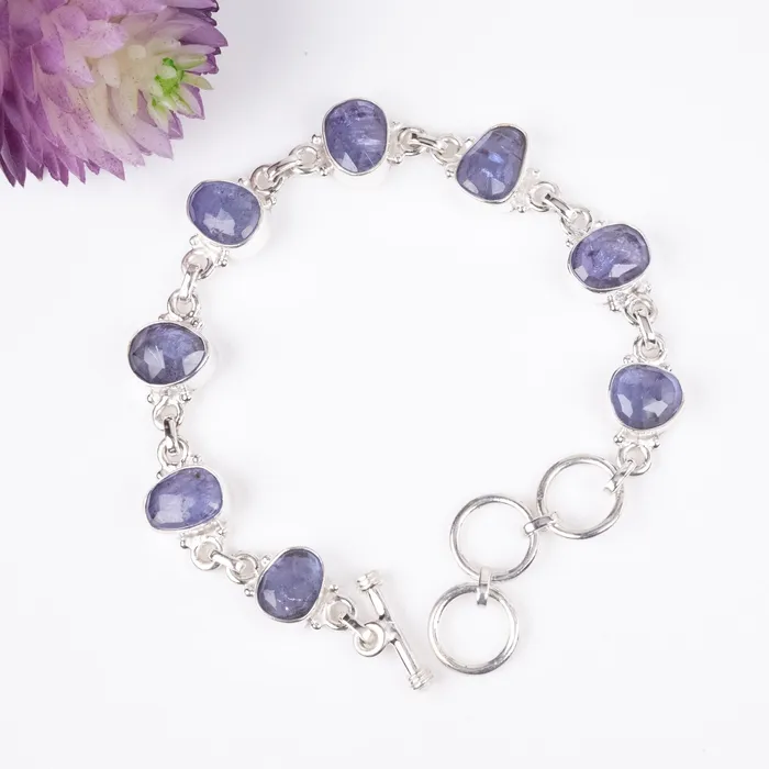 Bracelets InnerVision Crystals Tanzanite Bracelet Adjustable 925 Silver