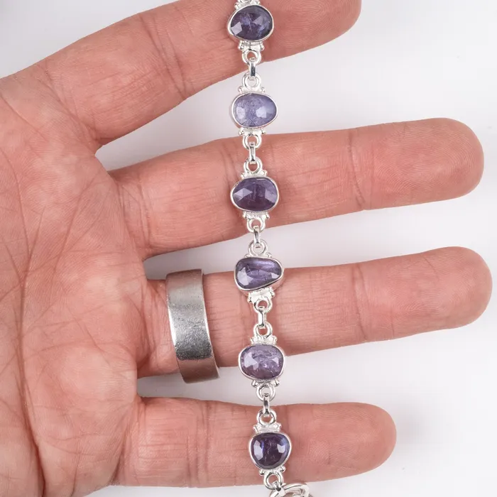 Bracelets InnerVision Crystals Tanzanite Bracelet Adjustable 925 Silver