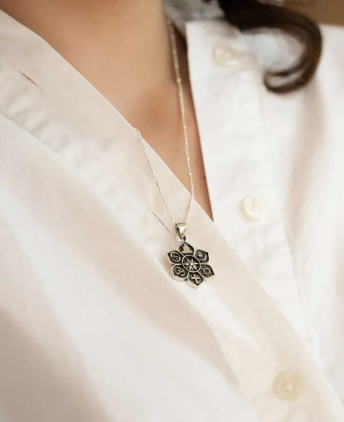 Buddha Groove Necklaces Sterling Silver Coexist Harmony Pendant Lotus Design