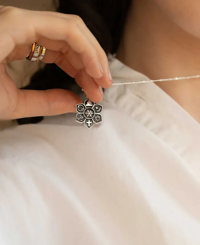 Buddha Groove Necklaces Sterling Silver Coexist Harmony Pendant Lotus Design