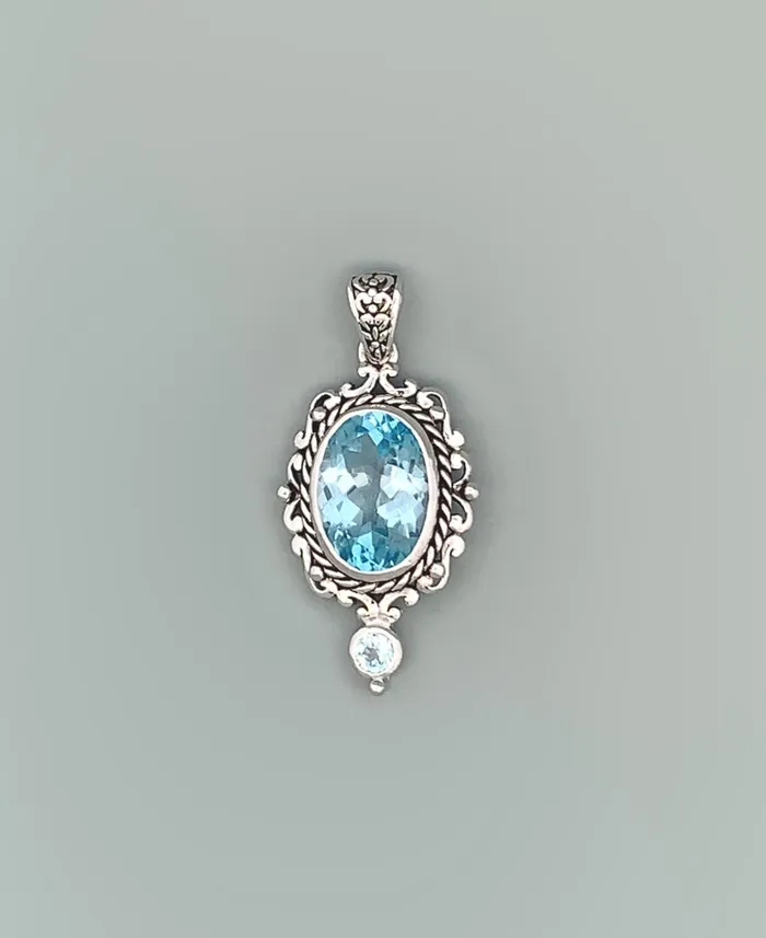 Buddha Groove Sterling Silver Blue Topaz Pendant Necklaces