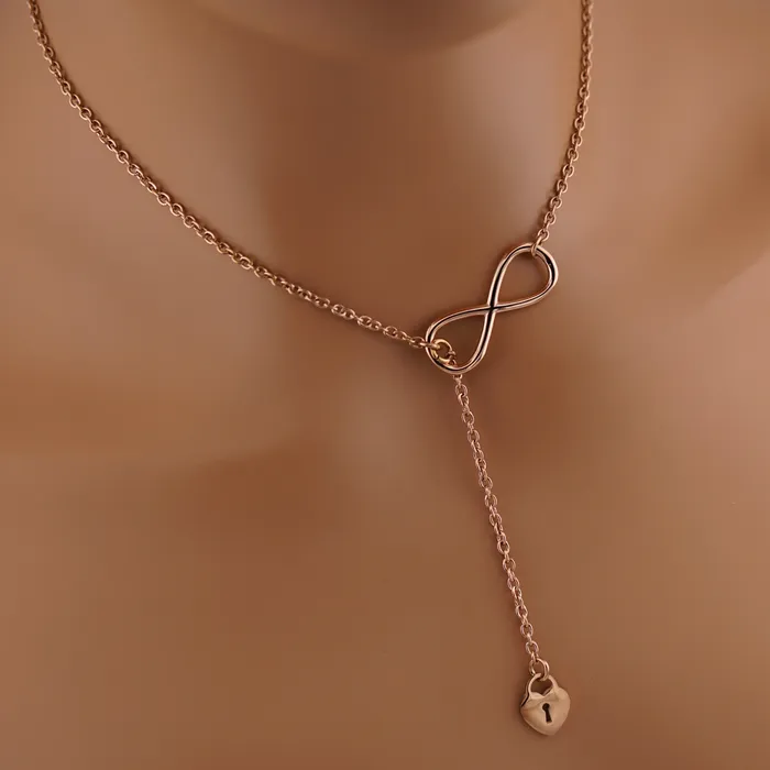 Captive Collars Necklaces Infinity Rose Gold Heart Lock