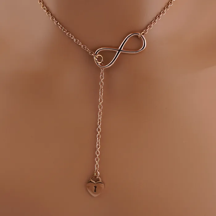 Captive Collars Necklaces Infinity Rose Gold Heart Lock
