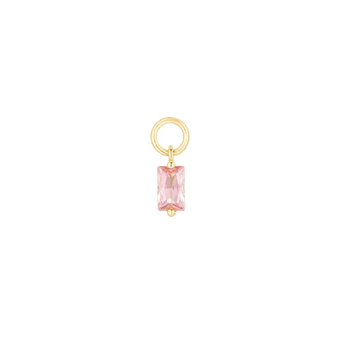 Charm Necklaces Suetables Pink Baguette Cut Hoop Charm