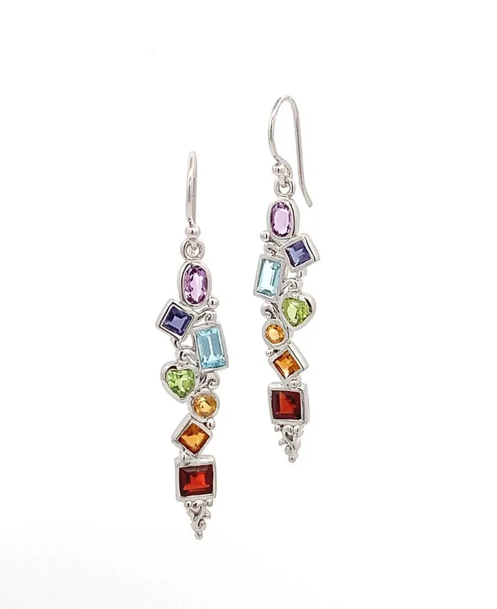 Earrings Buddha Groove Jewelry Mixed Geometry Chakra Rainbow Sterling Silver Earrings