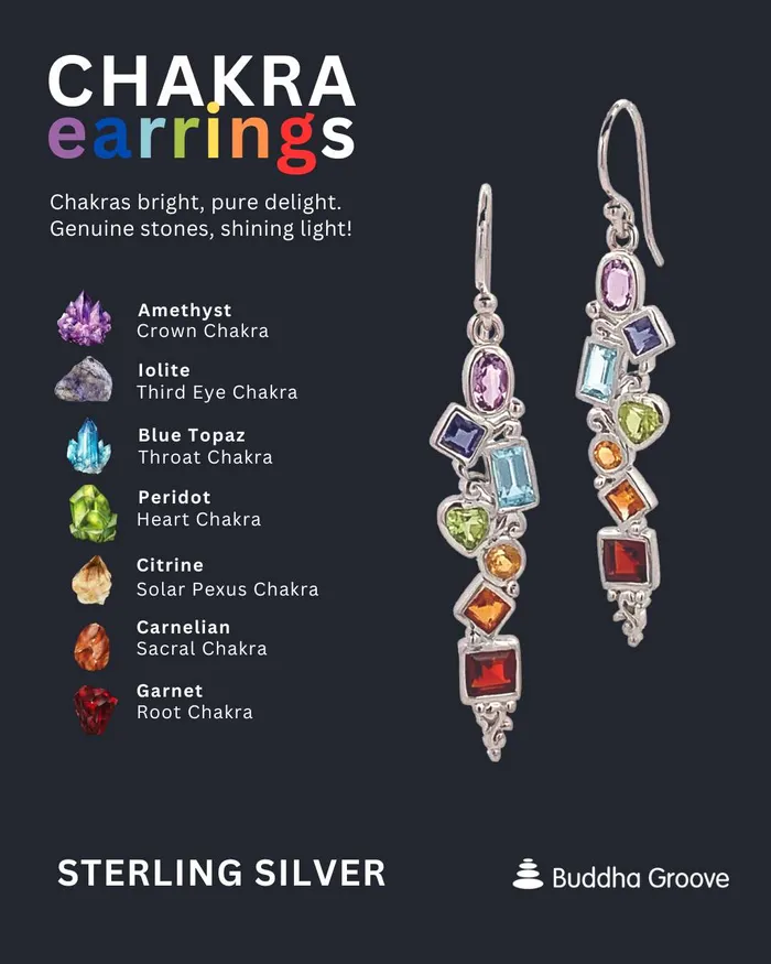 Earrings Buddha Groove Jewelry Mixed Geometry Chakra Rainbow Sterling Silver Earrings