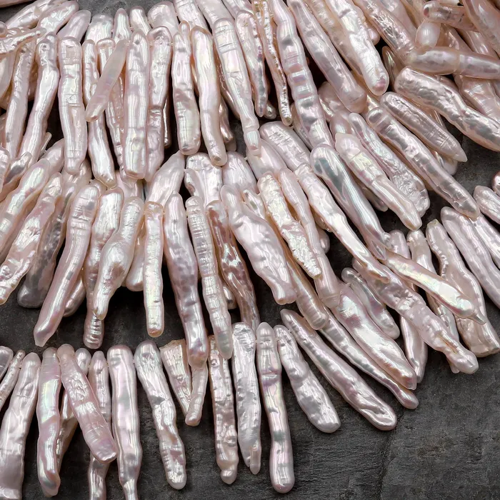 Earrings Intrinsic Trading AAA Long Slim Natural Pale Pink Biwa Stick Pearl Freshwater Good For Earrings 155 Strand
