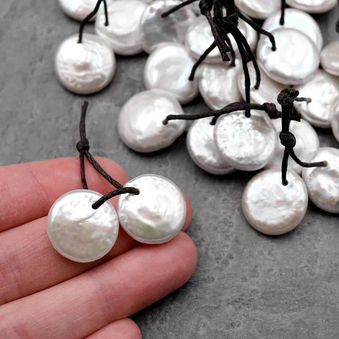 Earrings Intrinsic Trading AAA White Coin Pearl Earrings Drilled Matched Gemstone Pair