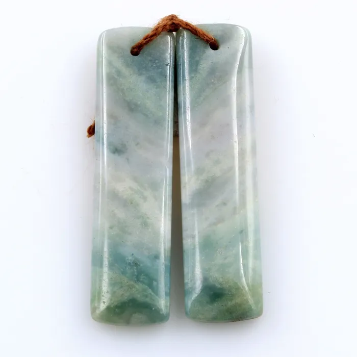 Earrings Intrinsic Trading Drilled Natural Green Mountain Jade Earring Pair Rectangle Cabochon Cab Pair Matched Gemstone Earrings Bead Pair