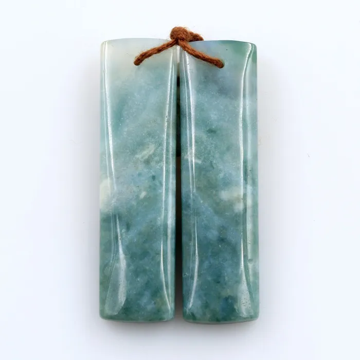 Earrings Intrinsic Trading Drilled Natural Green Mountain Jade Earring Pair Rectangle Cabochon Cab Pair Matched Gemstone Earrings Bead Pair