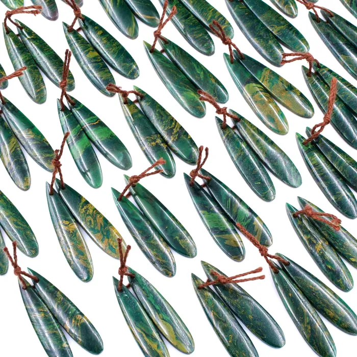 Earrings Intrinsic Trading Natural African Green Jade Earring Pair Drilled Gemstone Earring Cabochon Cab Pair Thin Long Teardrop Matched Earring Bead Pair