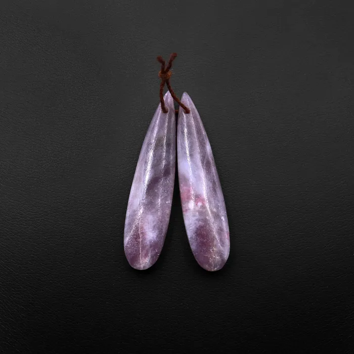 Earrings Intrinsic Trading Natural Pink Tourmaline in Purple Lepidolite Teardrop Cabochon Cab Pair Drilled Matched Earring Pair