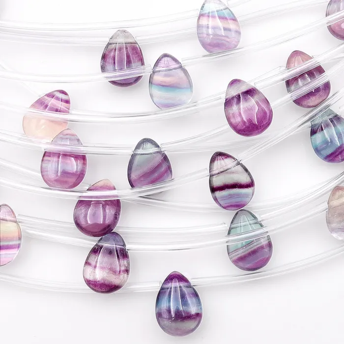 Earrings Intrinsic Trading Natural Purple Fluorite Smooth Teardrop Beads 10x14mm Good for Earring Making 8 Strand