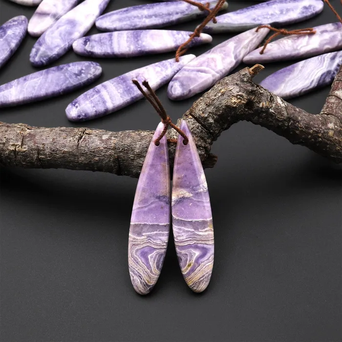 Earrings Intrinsic Trading Natural Purple Opal Earring Pair Matched Teardrop Gemstone Beads A3