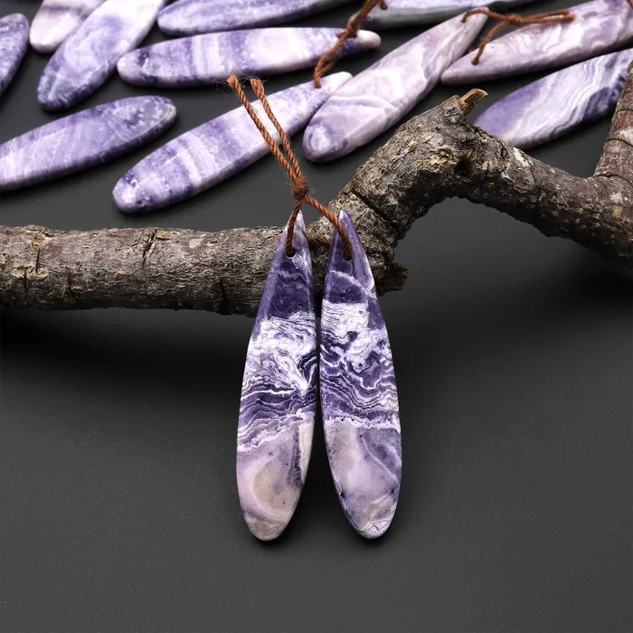 Earrings Intrinsic Trading Natural Purple Opal Earring Pair Matched Teardrop Gemstone Beads A8