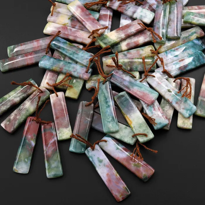Earrings Intrinsic Trading Natural Rainbow Agate Earring Pair Rectangle Matched Gemstone Bead Pair