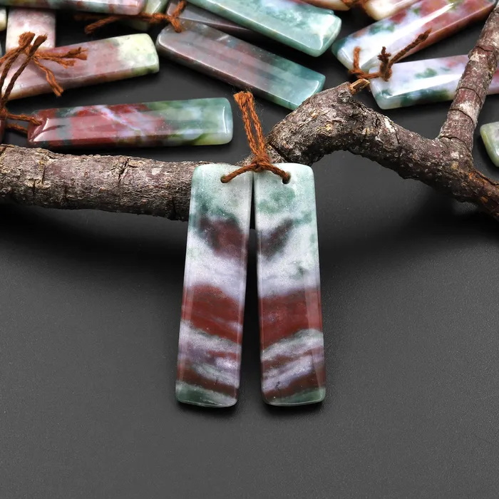 Earrings Intrinsic Trading Natural Rainbow Agate Earring Pair Rectangle Matched Gemstone Bead Pair
