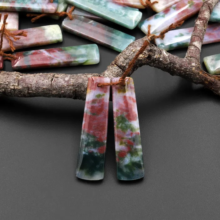 Earrings Intrinsic Trading Natural Rainbow Agate Earring Pair Rectangle Matched Gemstone Bead Pair