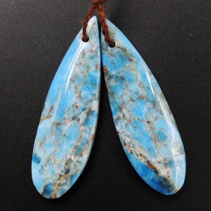 Earrings Intrinsic Trading Natural Robins Egg Turquoise Blue Apatite Earring Pair Teardrop Cabochon Cab Drilled Matched Earrings Bead Pair Teardrop Gemstone E3179