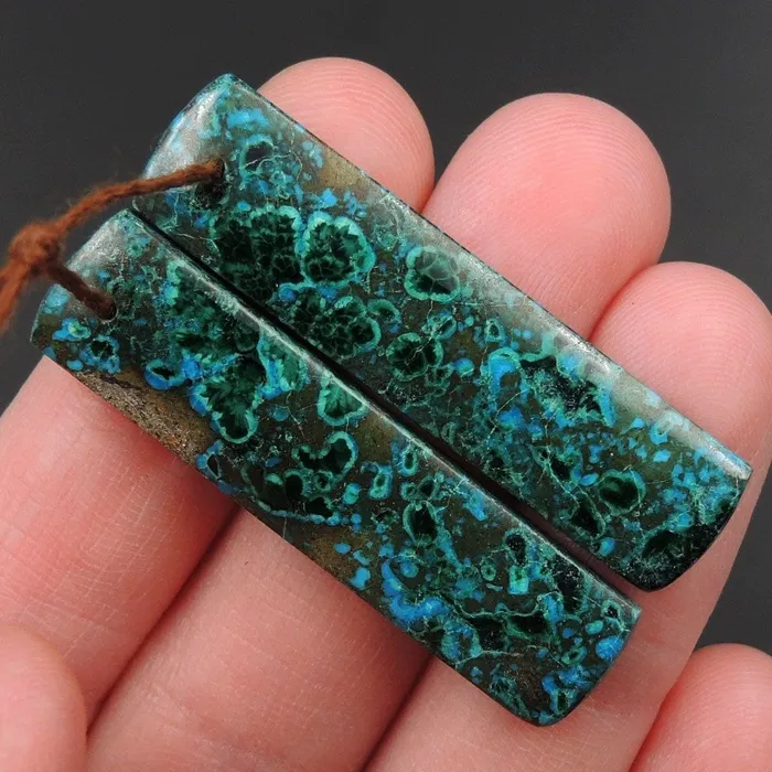 Earrings Intrinsic Trading Shattuckite Earring Pair Cabochon Cab Pair Drilled Rectangle Matched Earrings Bead Pair Natural Chrysocolla Azurite Malachite E3384