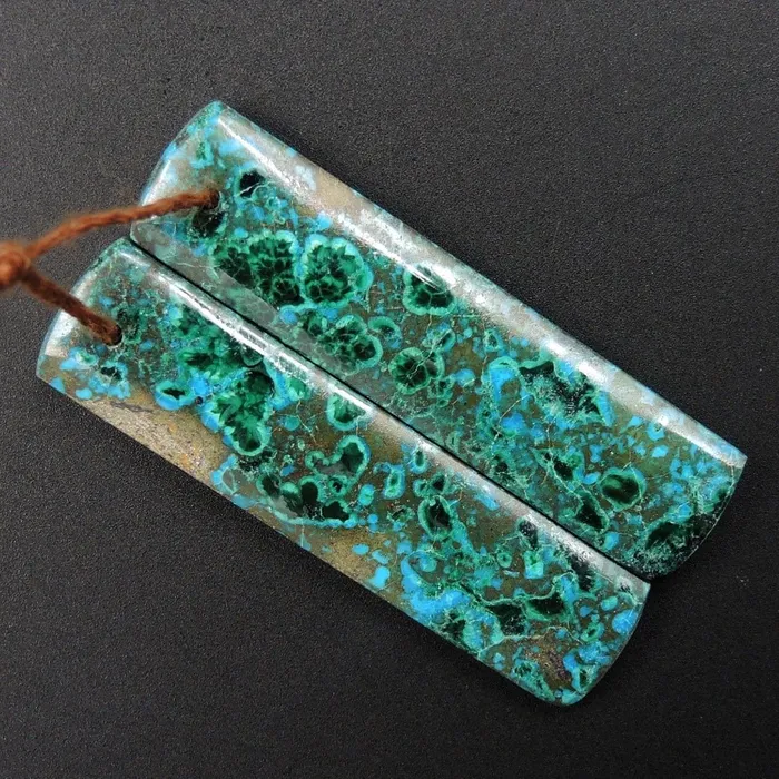 Earrings Intrinsic Trading Shattuckite Earring Pair Cabochon Cab Pair Drilled Rectangle Matched Earrings Bead Pair Natural Chrysocolla Azurite Malachite E3384