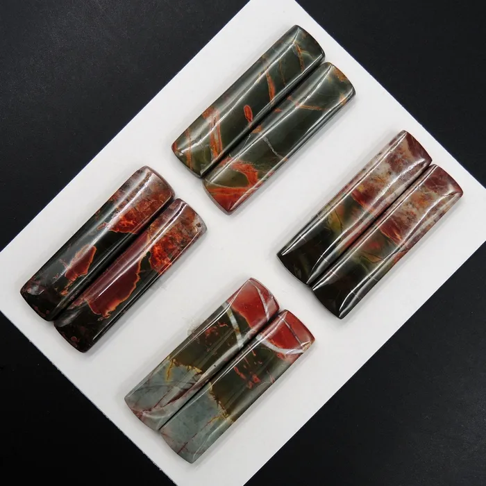 Earrings Undrilled Natural Red Creek Jasper Stone Cabochon Rectangle Matched Earring Pair Cab Picasso Jasper Cherry Creek Jasper Cabochon Set C324 Card Intrinsic Trading