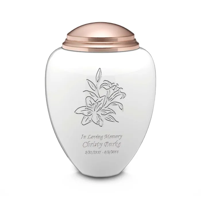 GetUrns Earrings Adult Tribute White Rose Gold Lily Cremation Urn