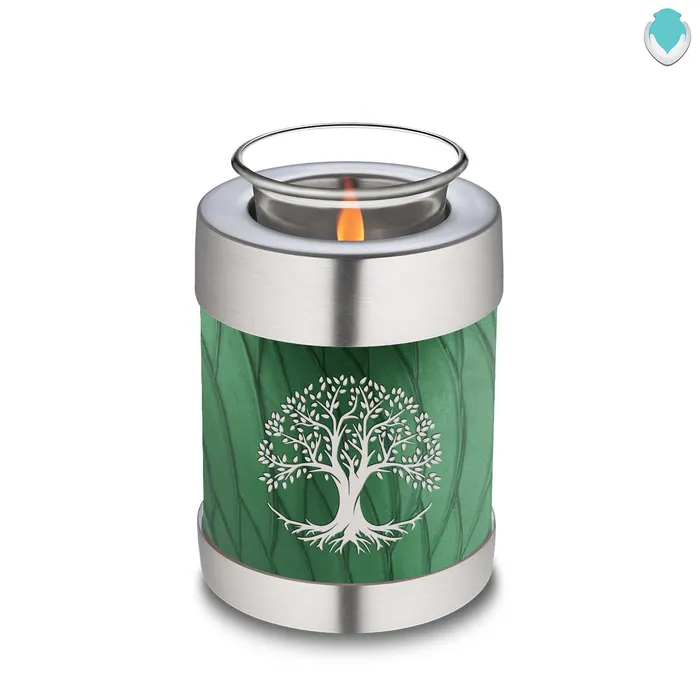 GetUrns Necklaces Candle Holder Embrace Pearl Green Tree of Life Cremation Urn